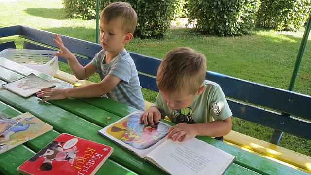 Uživali smo v prebiranju slikanic v prijetni senci pod brajdami (6)