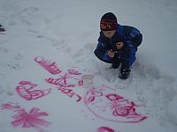 slikanje v sneg z rdečo peso